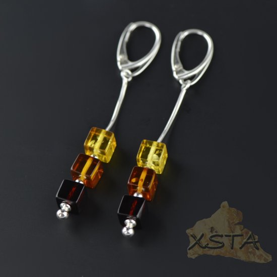 Amber earrings Multi color beads